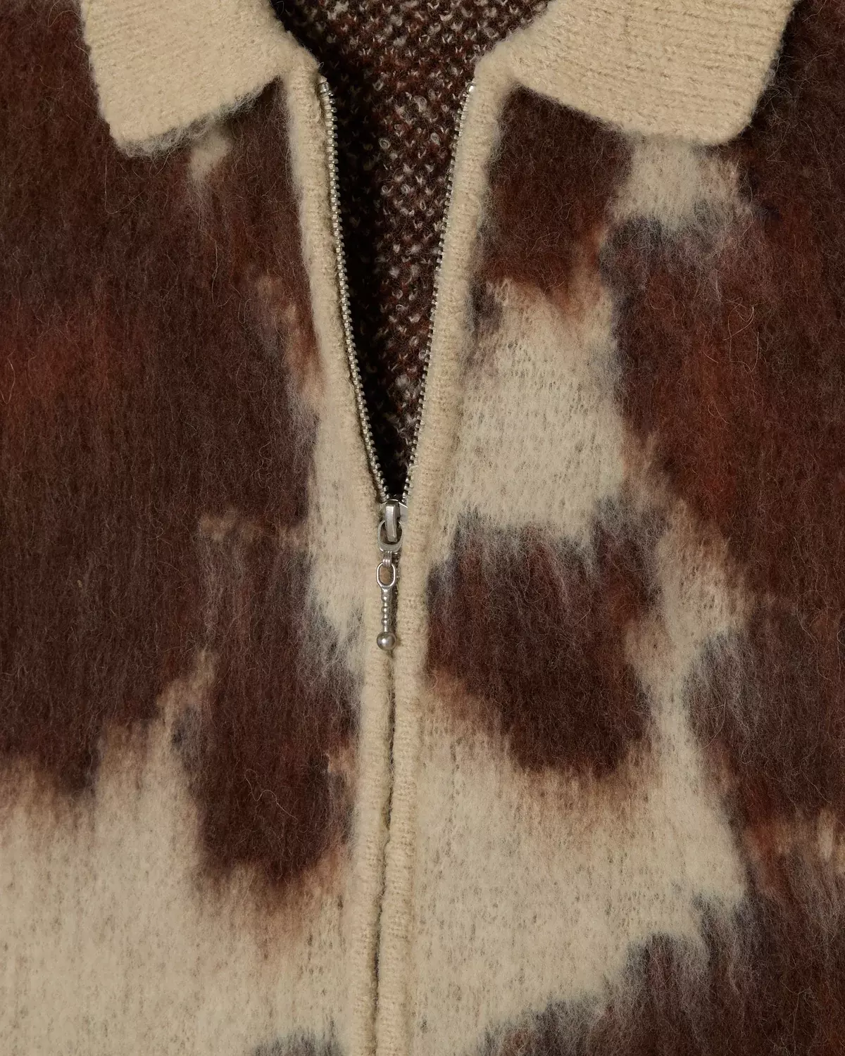 OBEY Cow Pattern Zip Sweater Cow Multi Herren Strickjacke creme braun